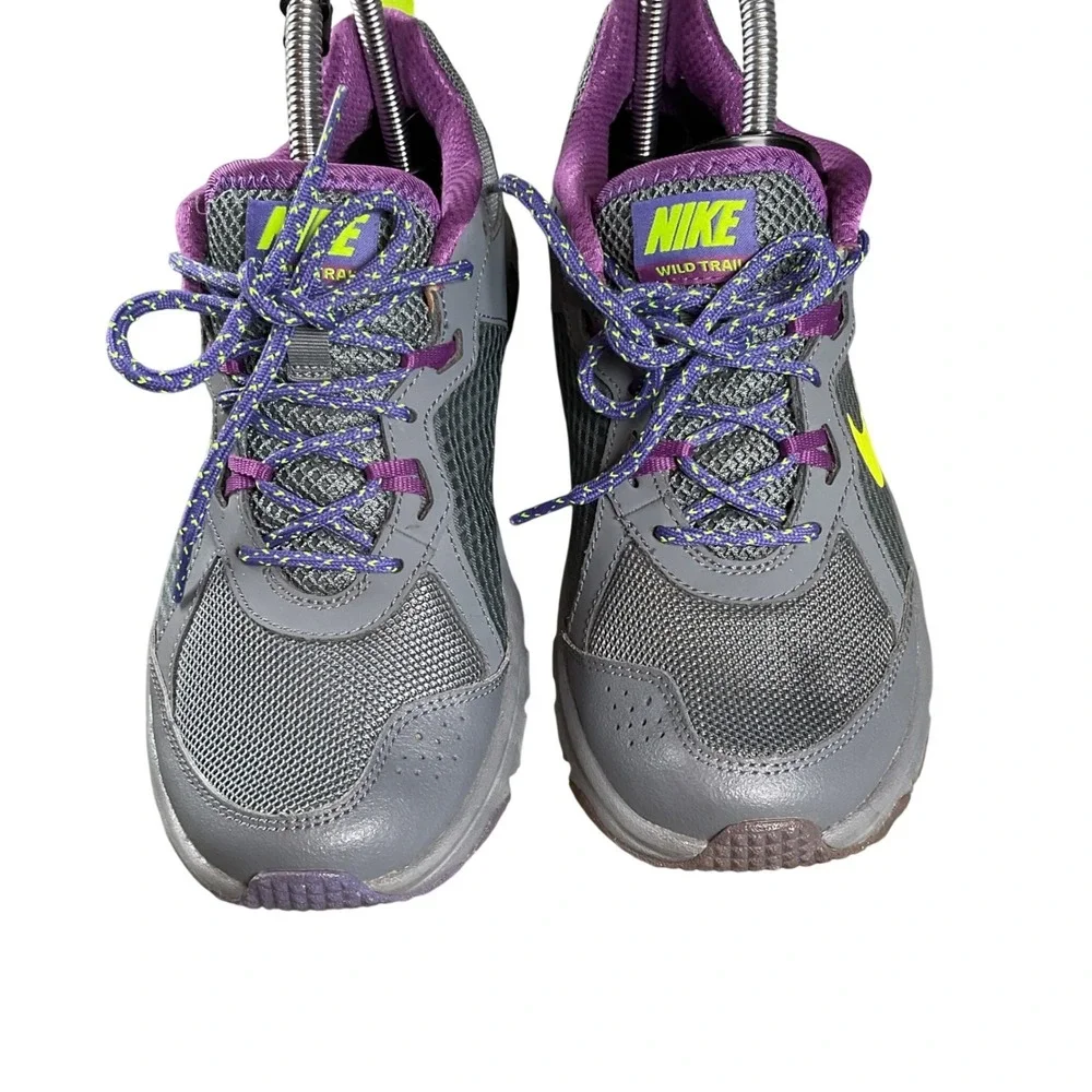 Nike Wild Trail Womens‎ Running Shoes Grey Purple Lime 643074-010 Size 9